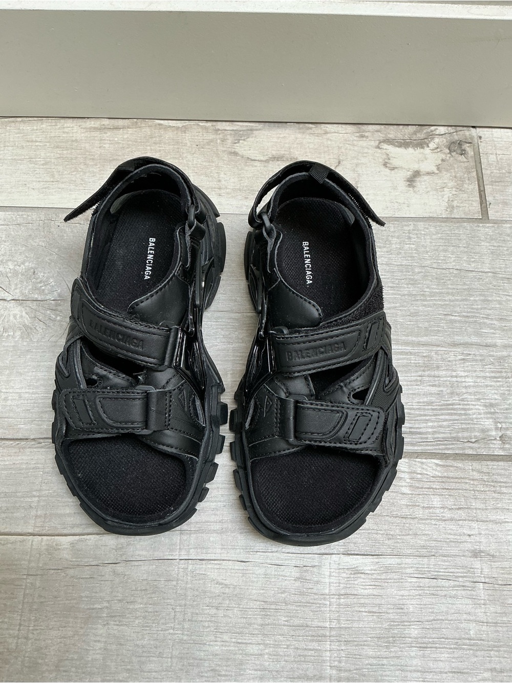 Balenciaga Black Rugged Strap Sandals